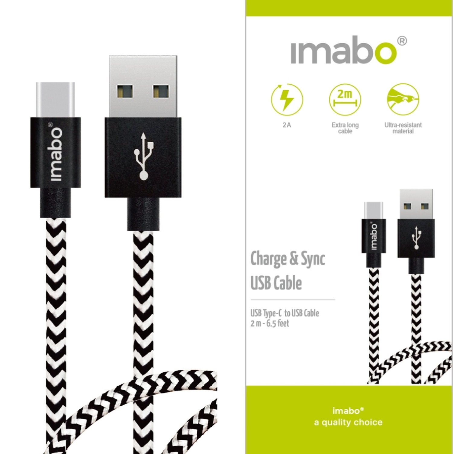IMABO 2m USB-C C Typ Ladekabel Datenkabel