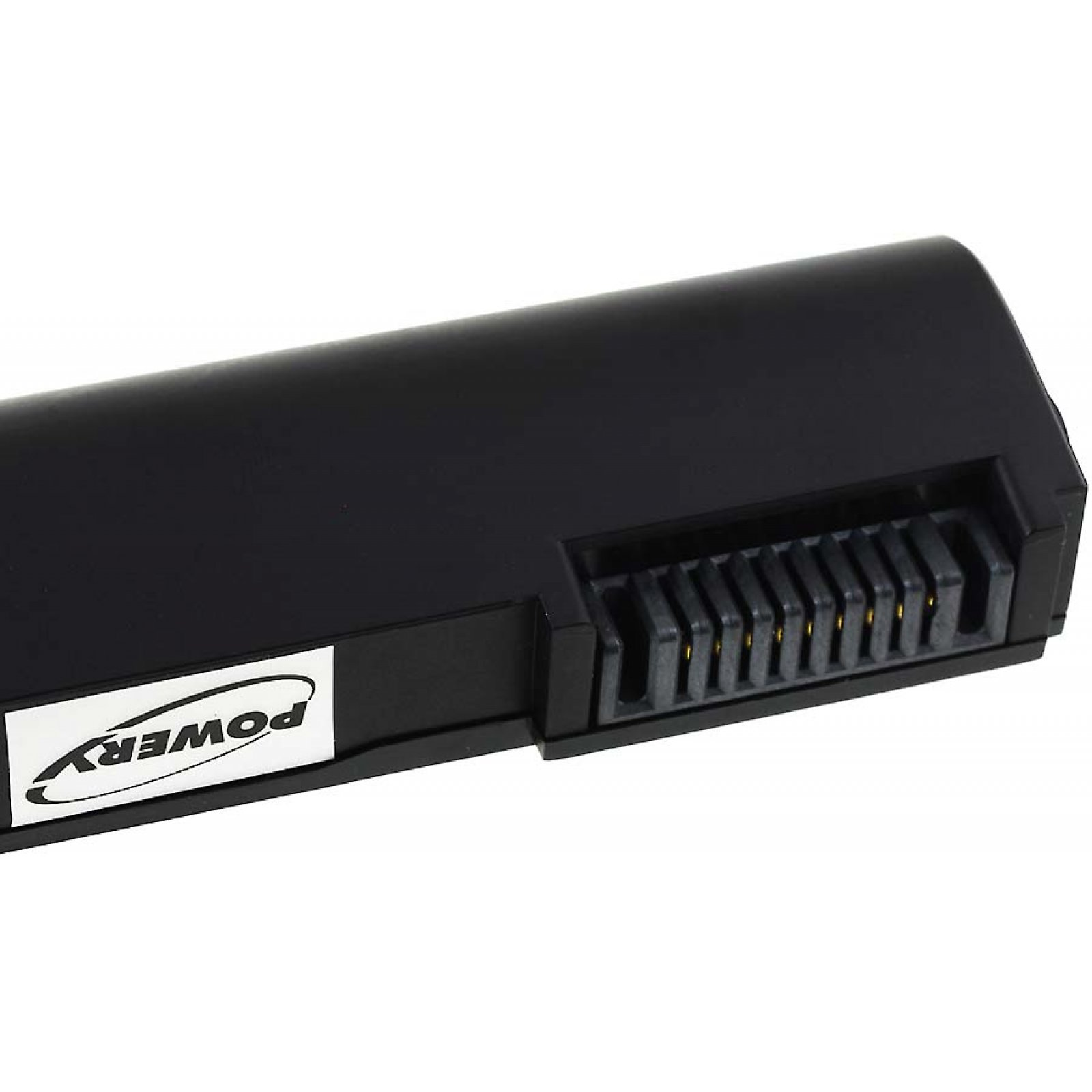 Batería negra de portátil con conector y logo blanco Power.
