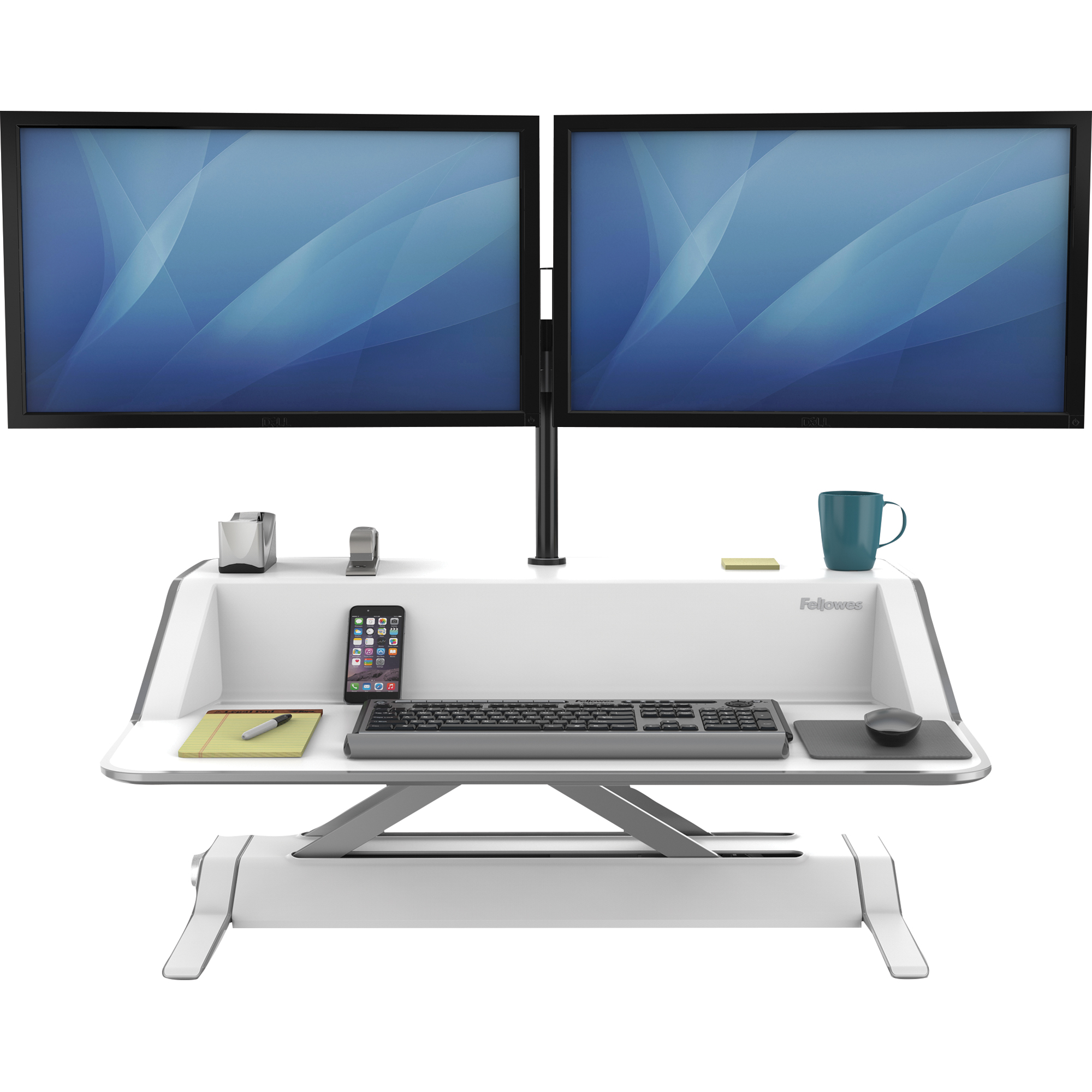 Lotus Schreibtischaufsatz, FELLOWES weiß/schwarz 0009901 Sitz-Steh-Workstation