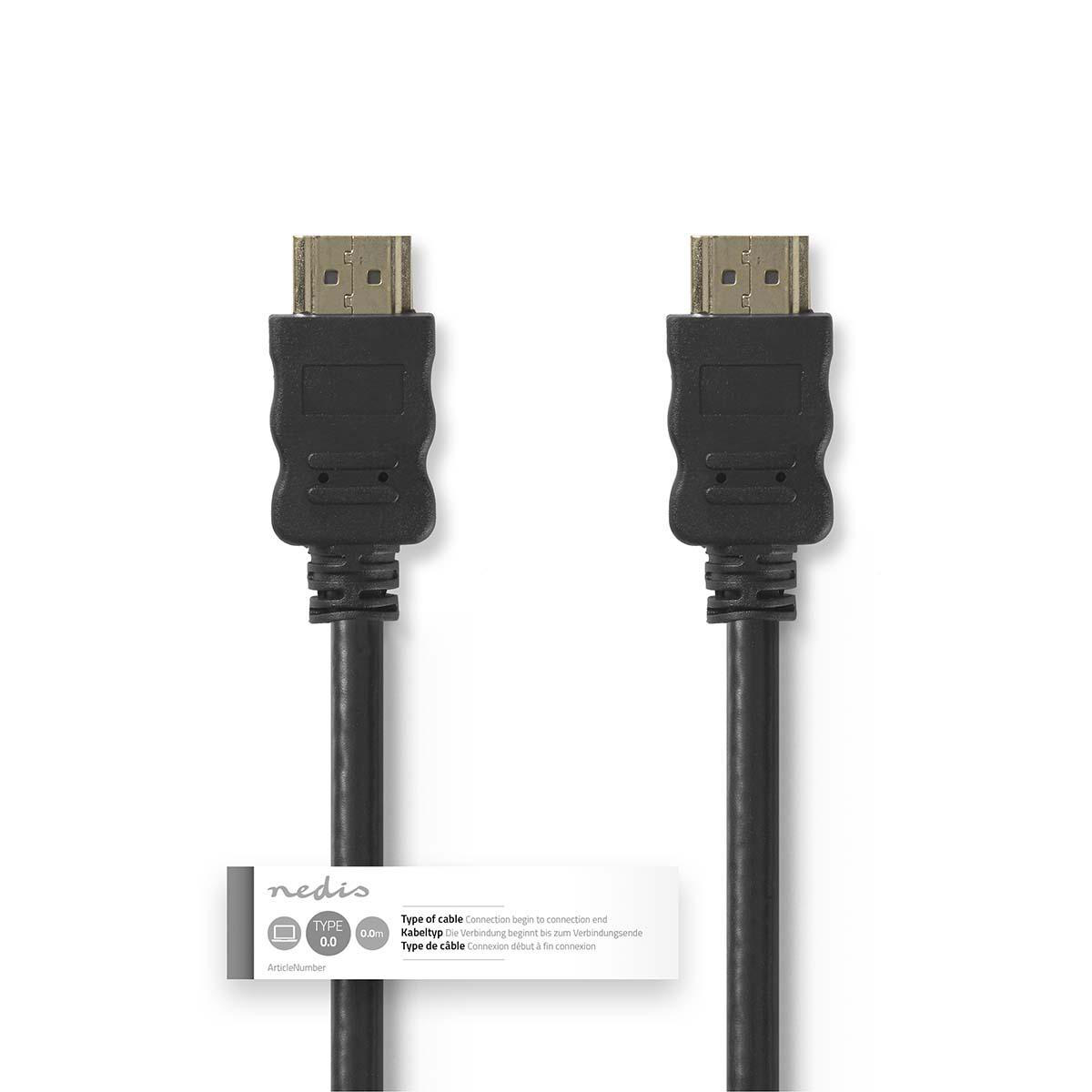 Zwei schwarze HDMI-Kabel mit goldfarbenen Steckern werden vor weißem Hintergrund gezeigt.