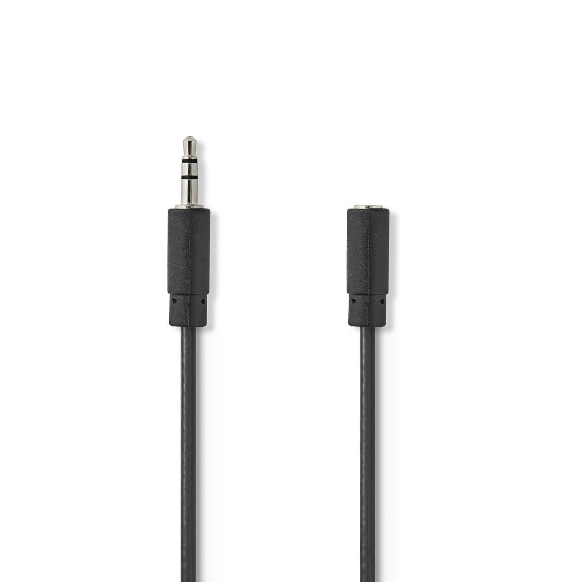 Black audio cable, with a 3.5mm jack on one end and another on the other.