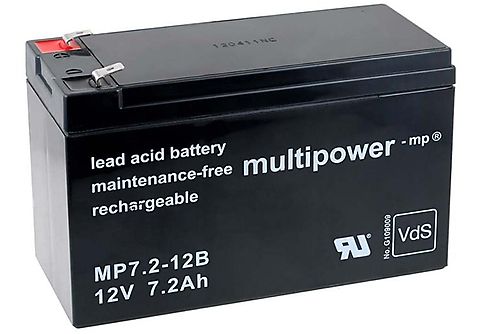 Baterías de Plomo - POWERY Powery Batería Plomo (multipower) MP7,2-12B VdS compatible con FIAMM Modelo FG20722