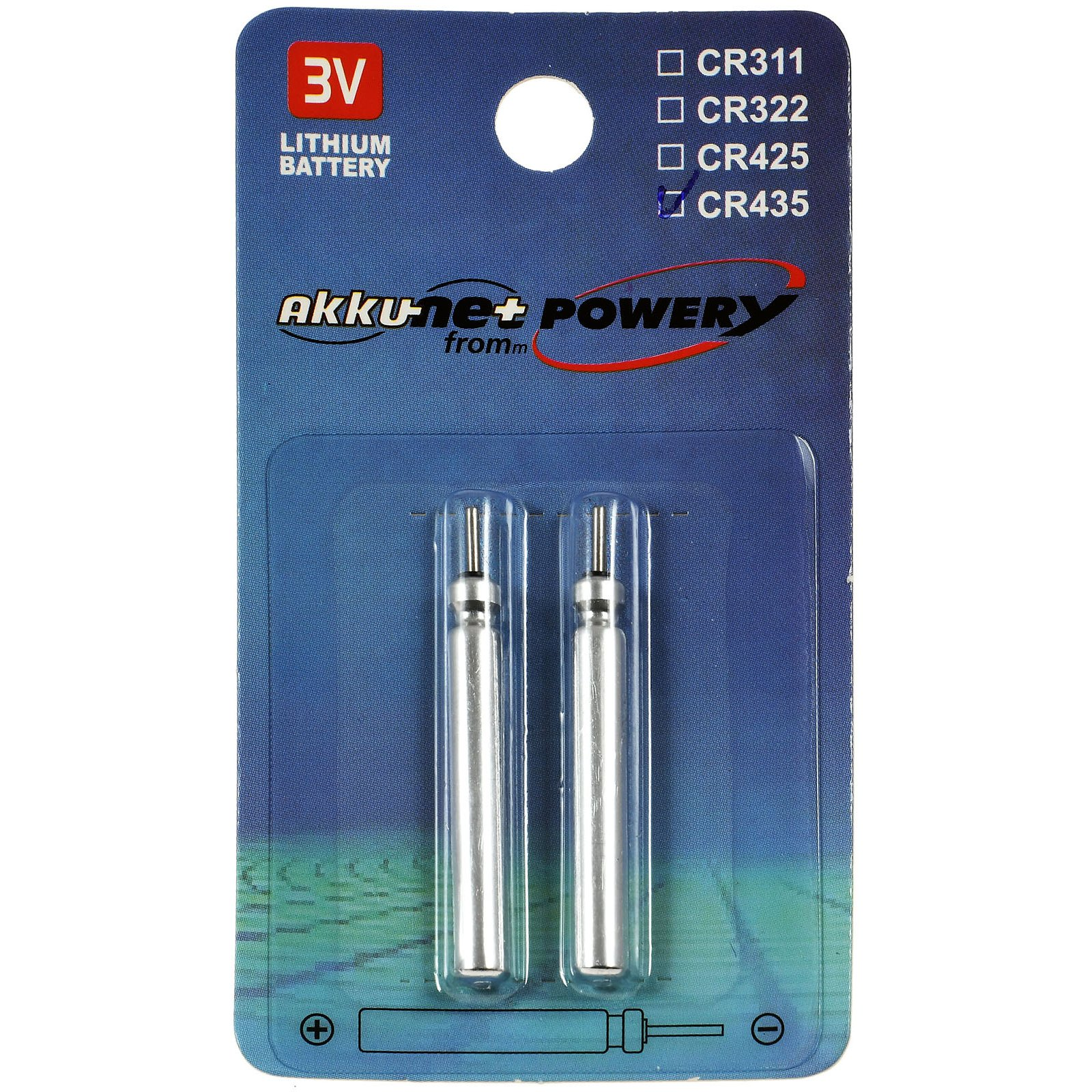 POWERY Stabbatterie CR435 2er Blister Lithium Volt 3 Batterie
