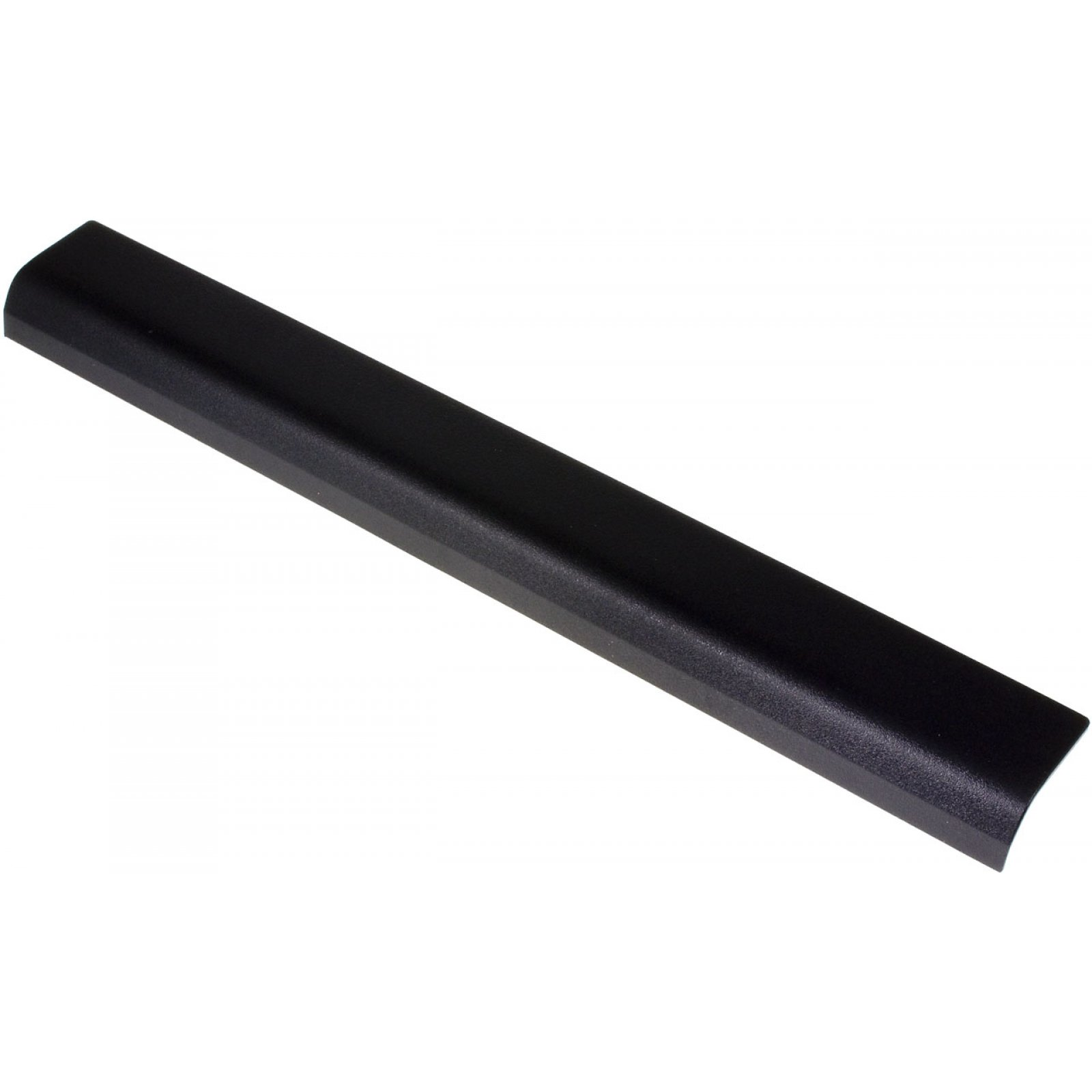 Base de ordenador portátil de plástico negro. Es una pieza larga y rectangular con un borde ligeramente curvo.
