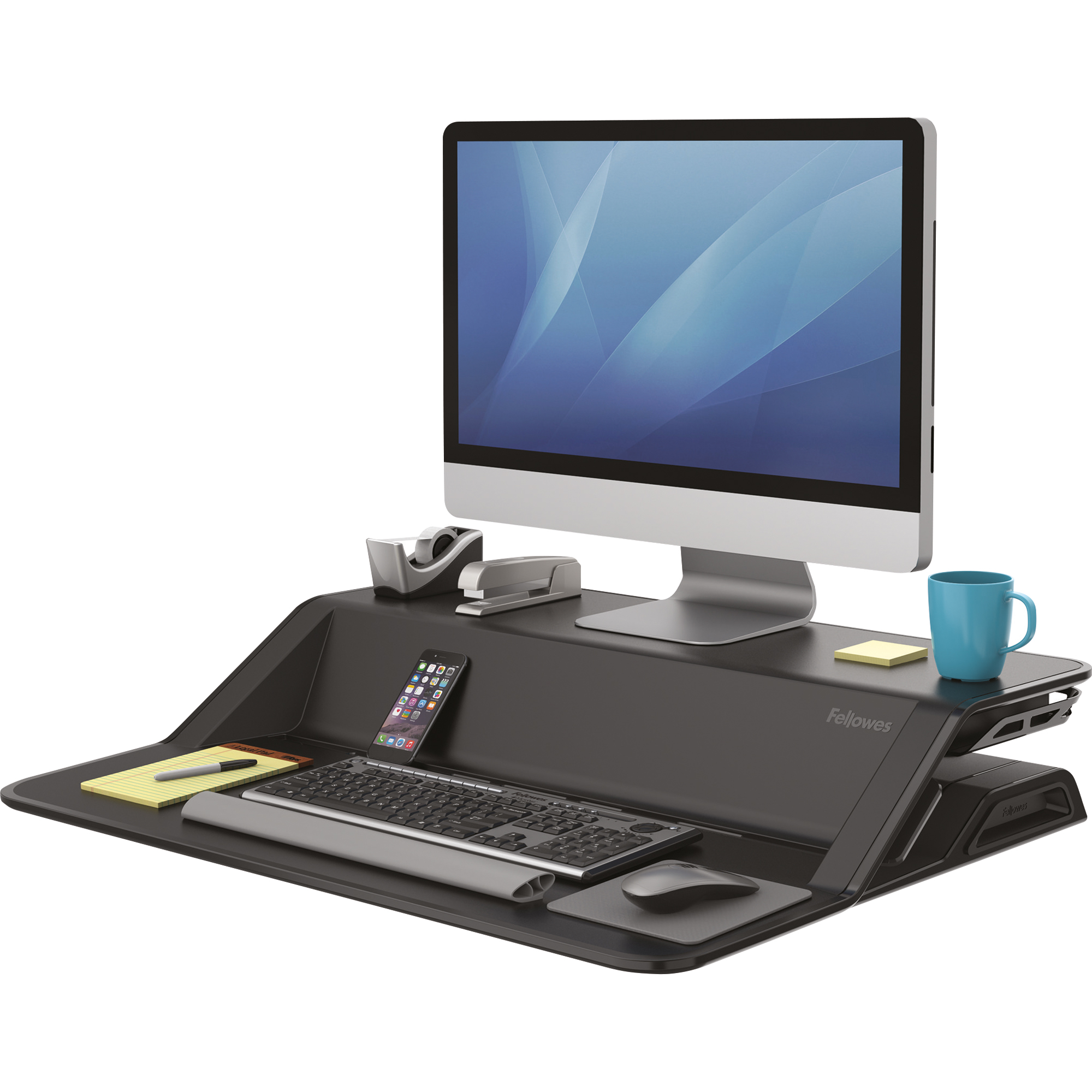 Lotus FELLOWES Schreibtischaufsatz, 0007901 schwarz/anthrazit Sitz-Steh-Workstation