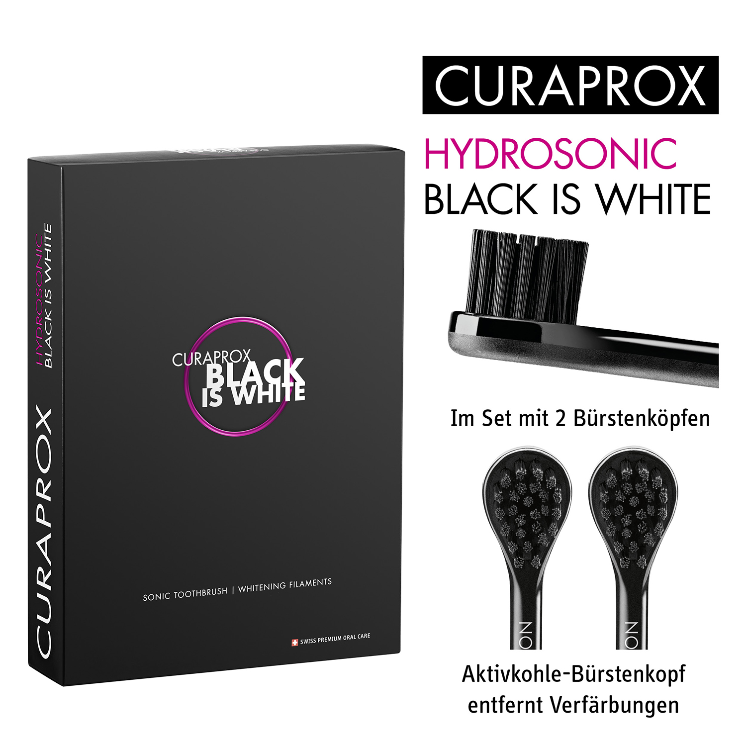 is Schwarz White Zahnbürste elektrische CURAPROX Black Hydrosonic