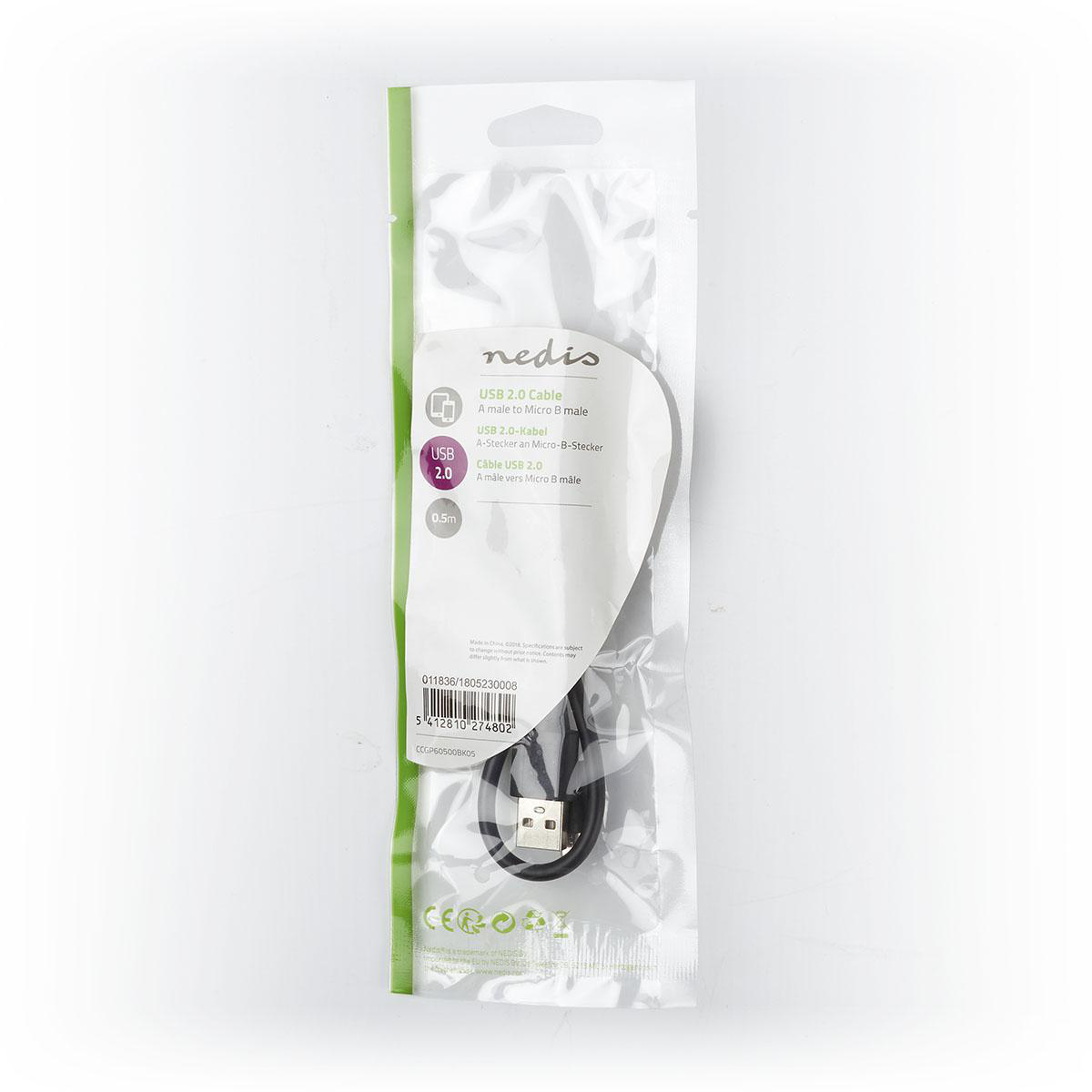 Cavo USB 2.0 in confezione di plastica trasparente con sfondo bianco.