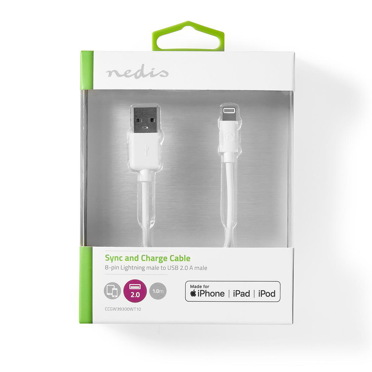 Kabel, 1,00 NEDIS m CCGW39300WT10, Lightning