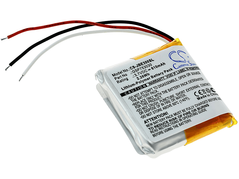 Volt, JBL POWERY 3.7 Typ für Li-Polymer GSP753030 Akku Akku, 610mAh