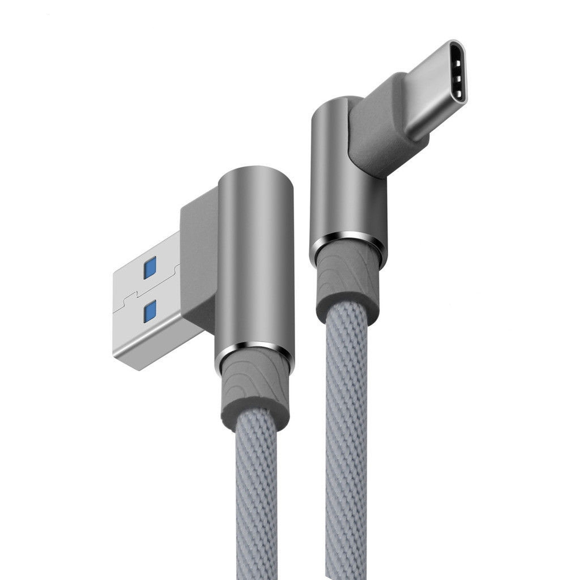 SMARTACC 2m Datenkabel, USB-C Ladekabel Grau 90° Winkel, Typ C / Ladekabel