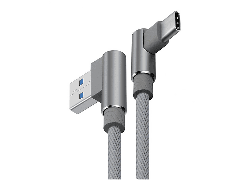 SYSTEM-S Spiralkabel Micro USB 2.0 – Dehnbar 50-135 Cm, 90° Winkelstecker