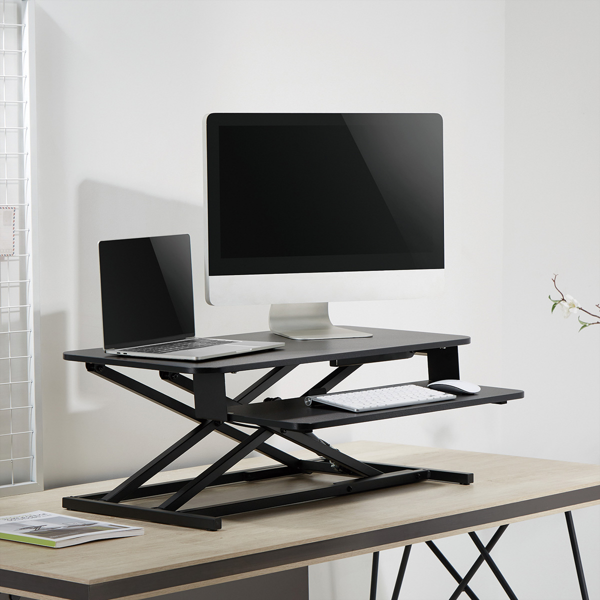 VALUE Höhenverstellbarer Schreibtischaufsatz, 800 x PC-Arbeitsplatz 400 mm