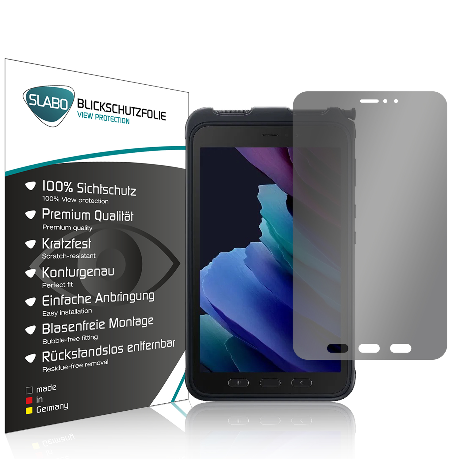 Tab Sichtschutz Samsung 4-Way Displayschutz(für Galaxy 3) Active Blickschutzfolie 360° SLABO