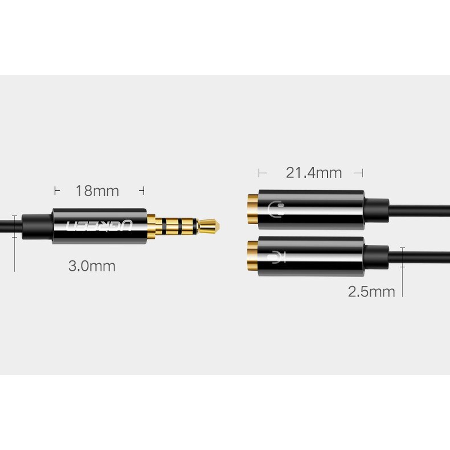 Pozłacany złącze kabla audio 3,5 mm do 2,5 mm.