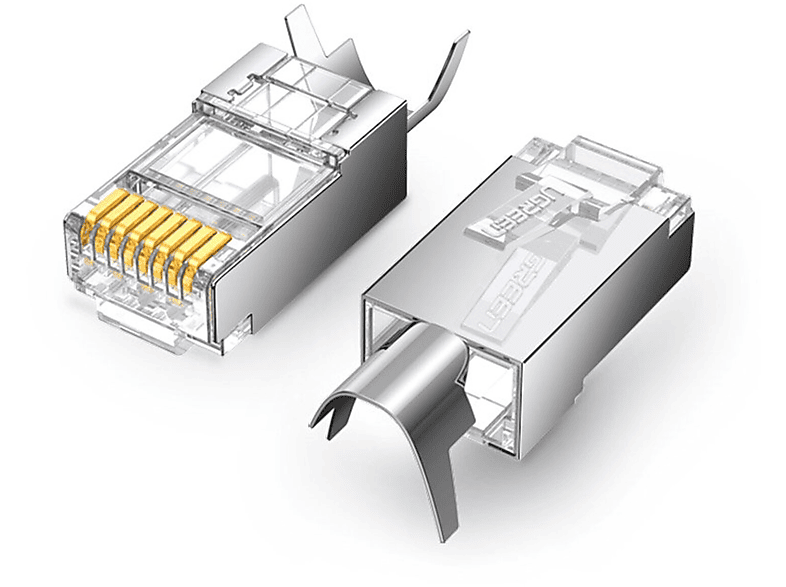 UGREEN 10x Modularstecker RJ45 Stecker 8P8C Cat 6A Cat 7 Netzwerkadapter, Transparent