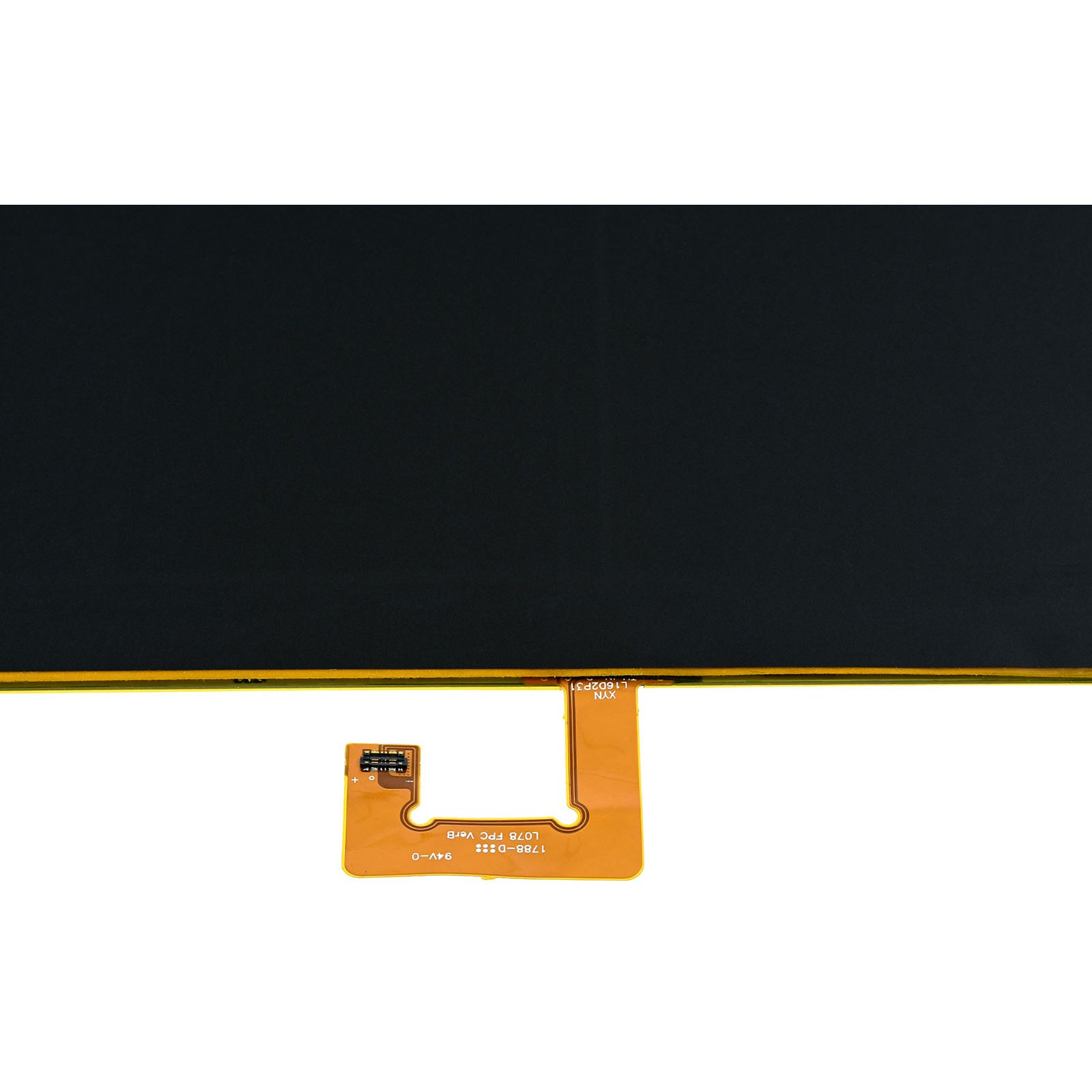 Primer plano de una placa de circuito delgada con un conector.