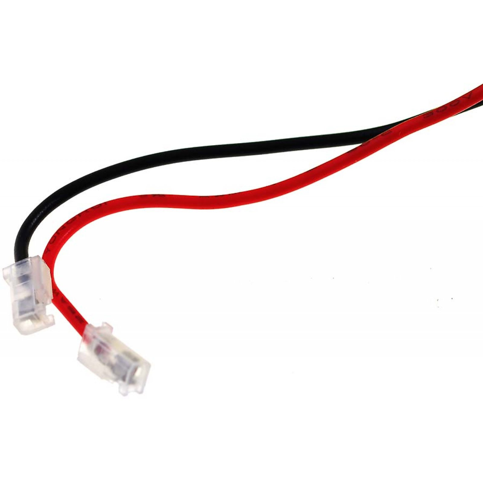 Dos cables, rojo y negro, con conectores. Fondo blanco.