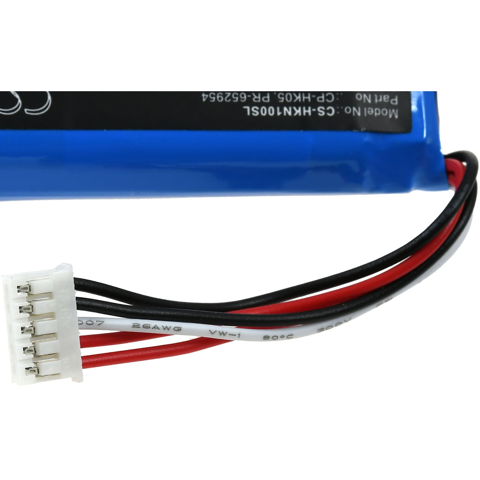 Nahaufnahme eines Batterieanschlusses mit roten, schwarzen und weißen Drähten.