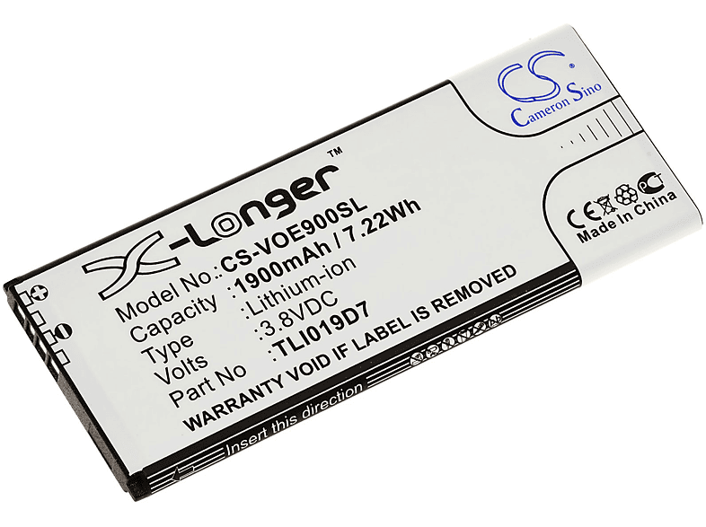 Vhbw Batteria Compatibile Per Alcatel TLI019D7 - 1900mAh, 3,8V, Li-Ion Per Smartphone - Ricambio Ad Alta Potenza - 6