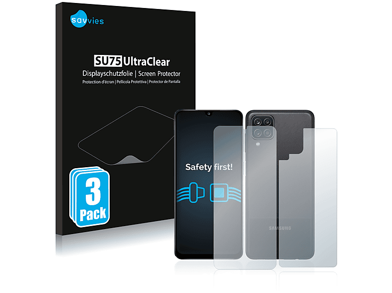 SAVVIES 6x klare (Vorder Schutzfolie(für A12 Samsung + Rückseite)) Nacho Galaxy