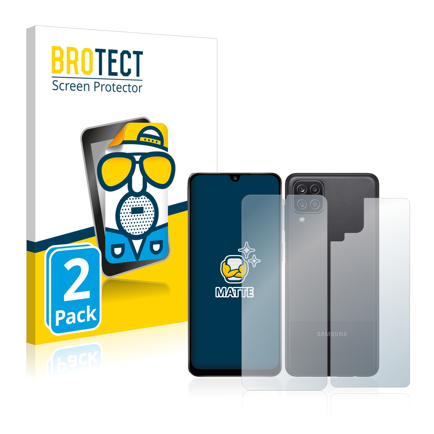 BROTECT 2x matte Schutzfolie(für + Rückseite)) Nacho (Vorder Galaxy Samsung A12