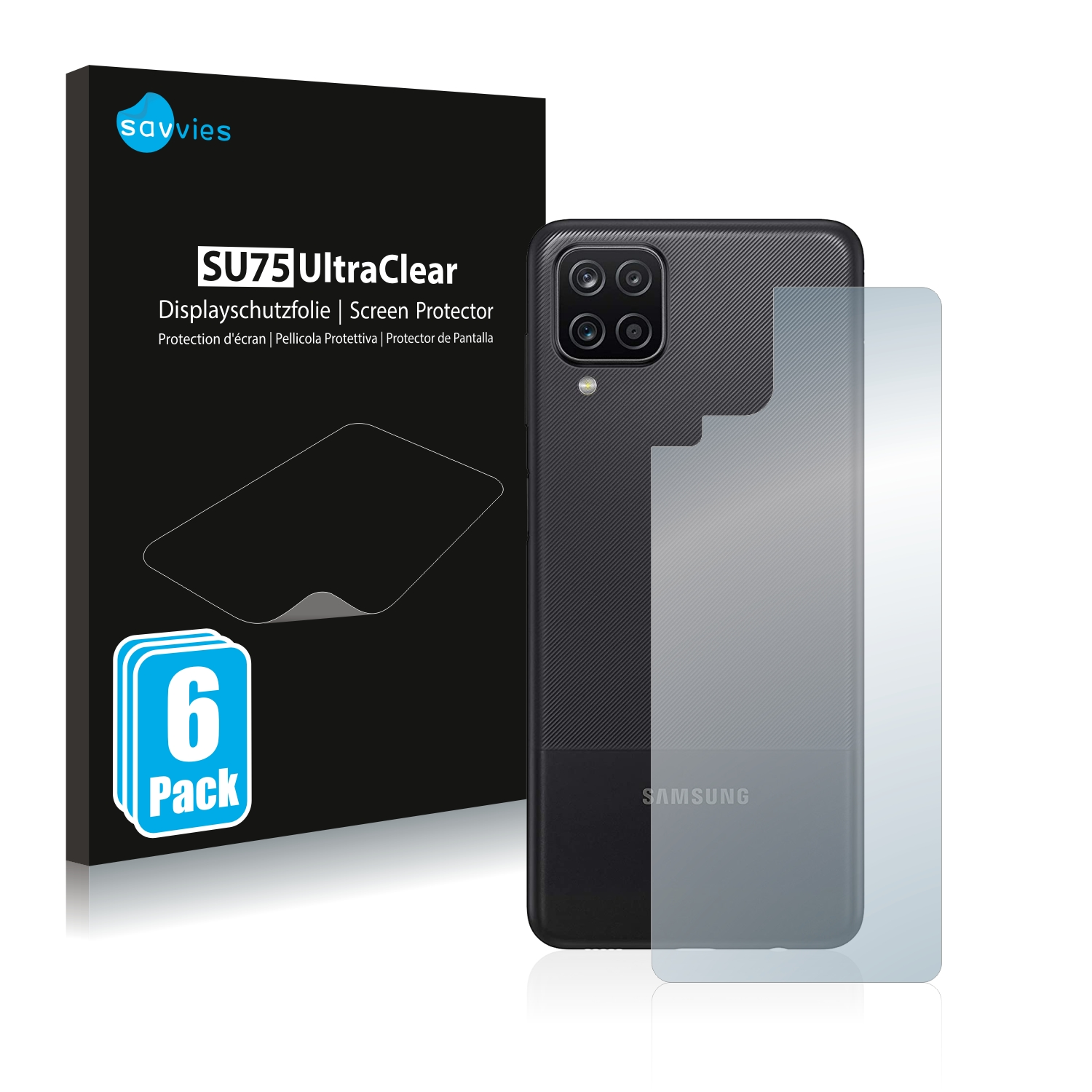 SAVVIES 6x klare Schutzfolie(für A12 (Rückseite)) Samsung Nacho Galaxy