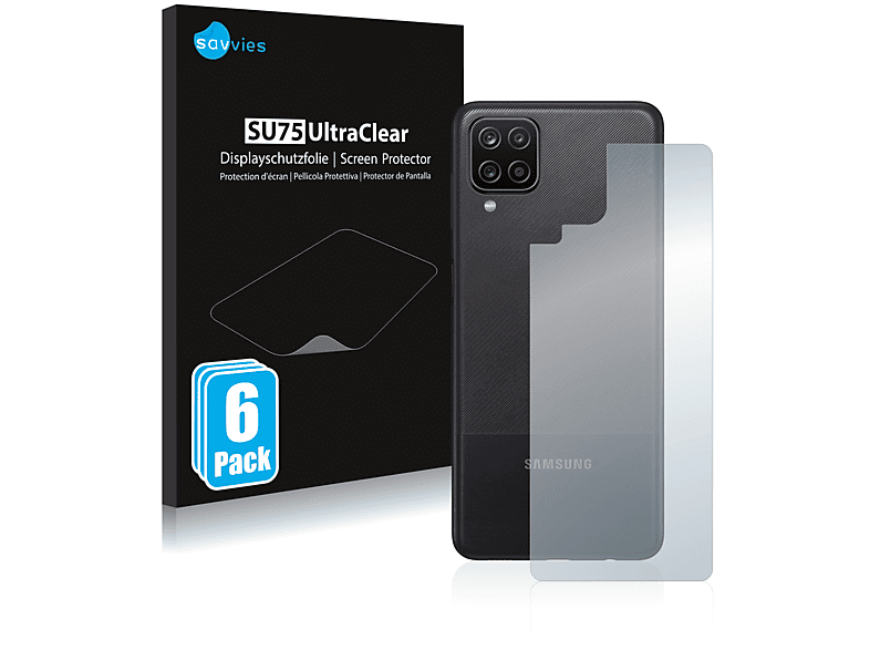 SAVVIES 6x klare Galaxy (Rückseite)) Nacho A12 Schutzfolie(für Samsung