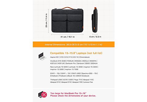 INATECK 15.6 Zoll Laptoptasche Hülle 15 Zoll Schultertasche 360°  Rundumschutz spritzwassergeschützte Notebooktasche Umhängetasche für Apple,  Dell, HP, ASUS, Acer, Sony, Toshiba, HUAWEI, Microsoft Polyester, Schwarz |  SATURN