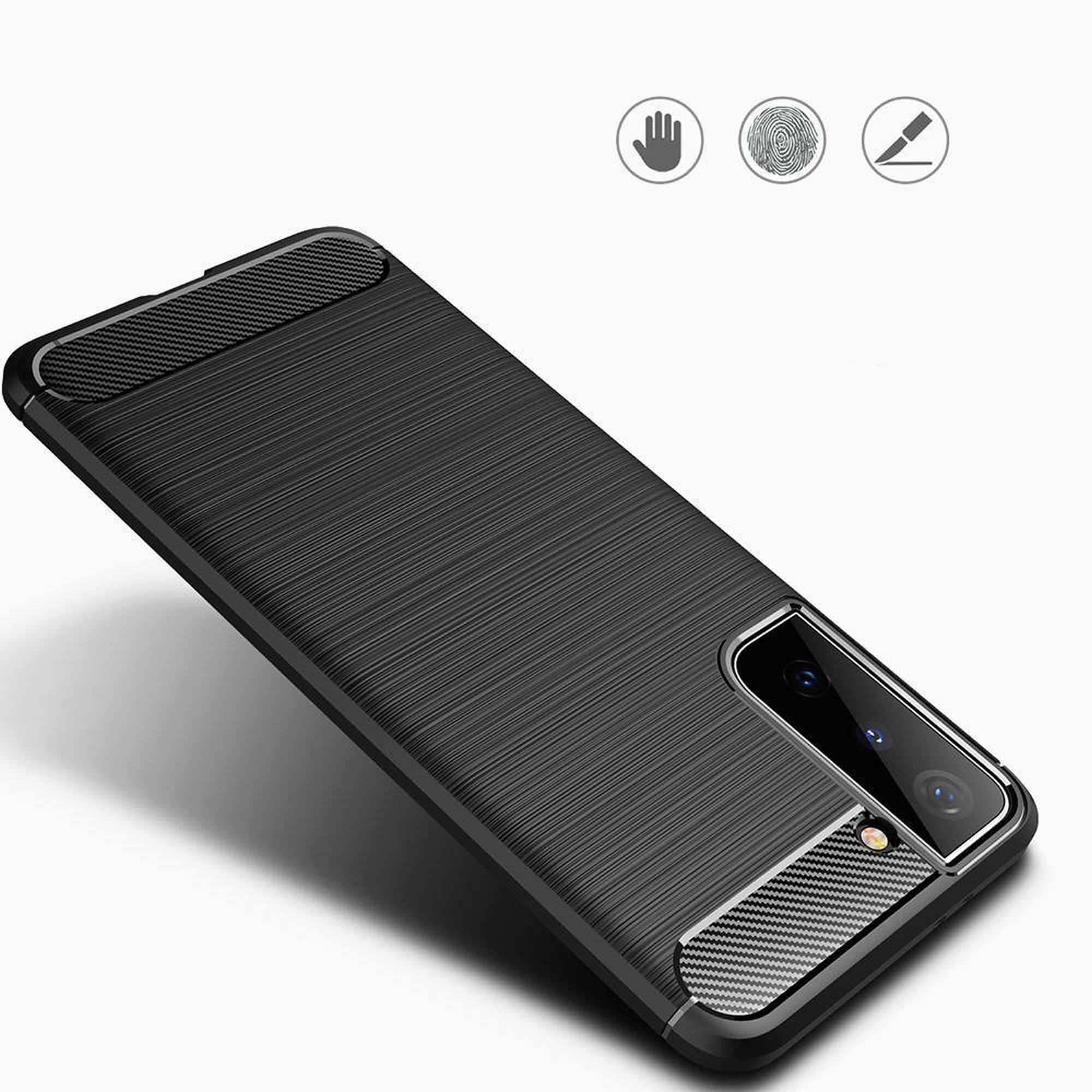 COFI Carbon-Look Case, Bumper, Samsung, Galaxy Schwarz S21
