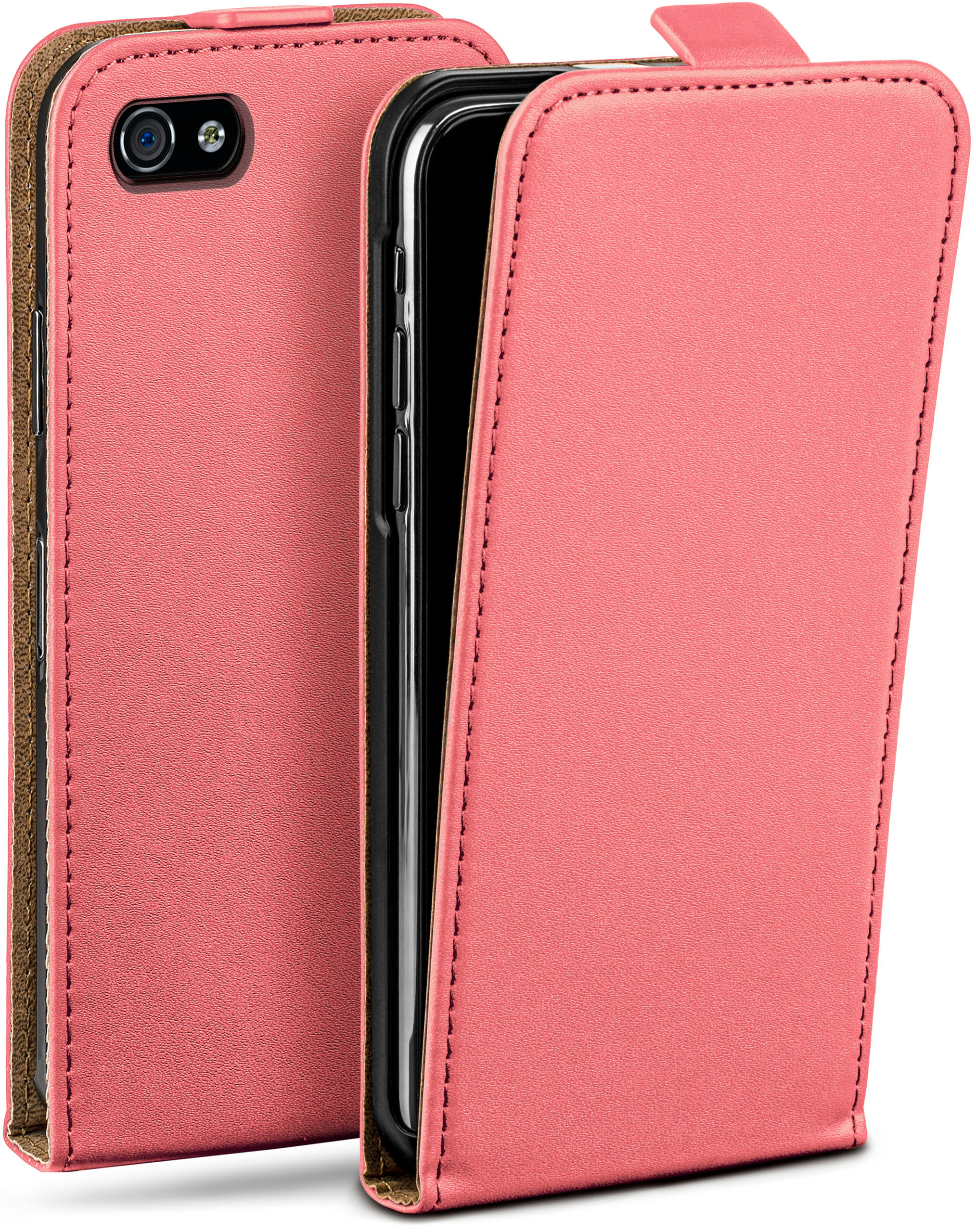 Flip 4s 4, Case, MOEX iPhone Cover, Flip iPhone / Coral-Rose Apple,