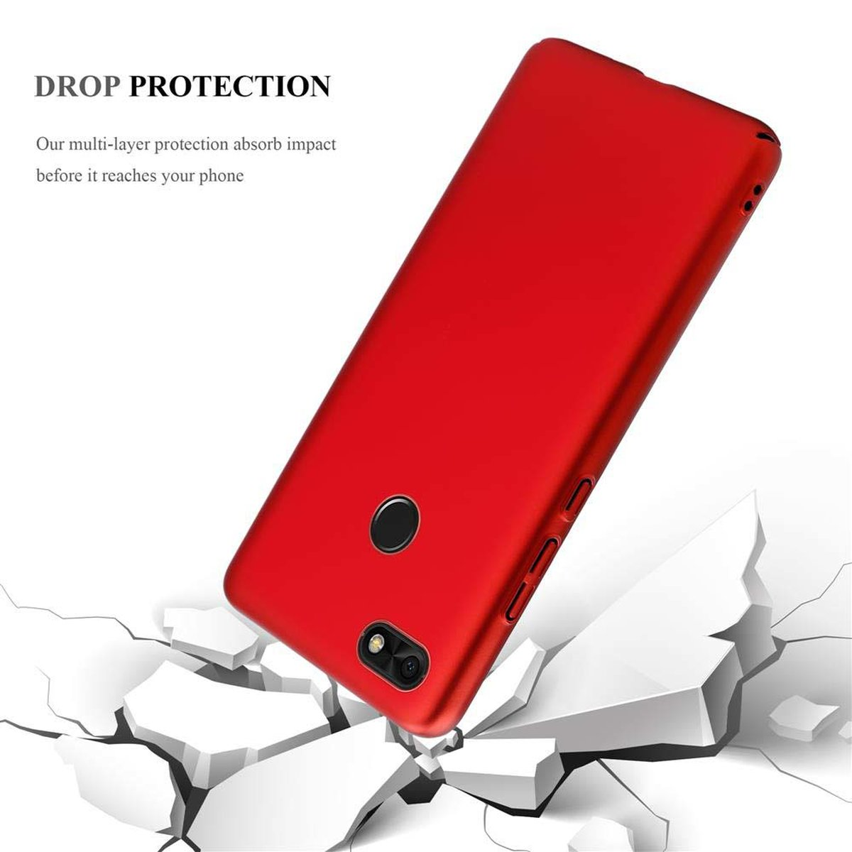 CADORABO Hülle im Hard METALL Backcover, Case PRO ROT Matt Metall Y6 Huawei, Style, 2017