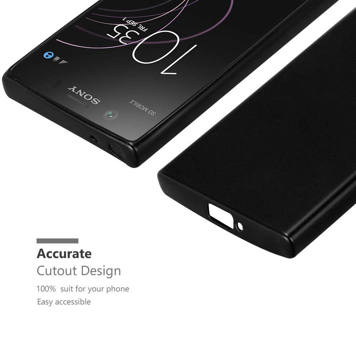 CADORABO TPU Matt Metallic METALLIC SCHWARZ COMPACT, Hülle, Sony, Xperia XZ1 Backcover