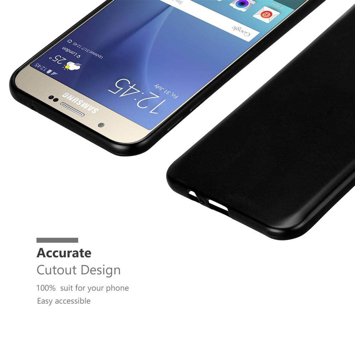 CADORABO TPU Matt Metallic Hülle, Samsung, A8 METALLIC Galaxy SCHWARZ 2015, Backcover