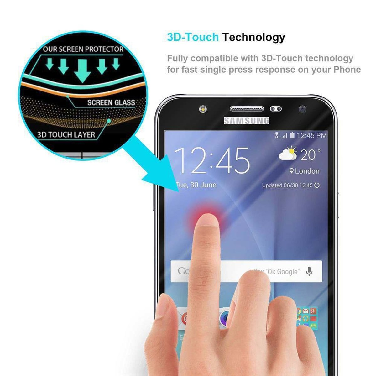 kelebend J7 CADORABO 2015) Schutzglas Samsung voll Schutzfolie(für Galaxy
