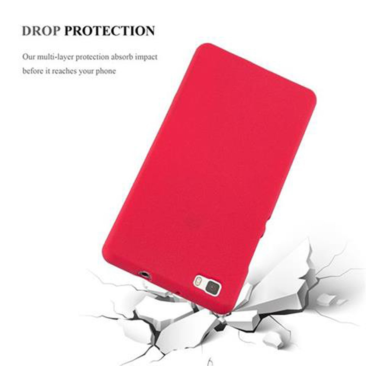 Backcover, 2015, Schutzhülle, P8 LITE Frosted CADORABO FROST ROT TPU Huawei,