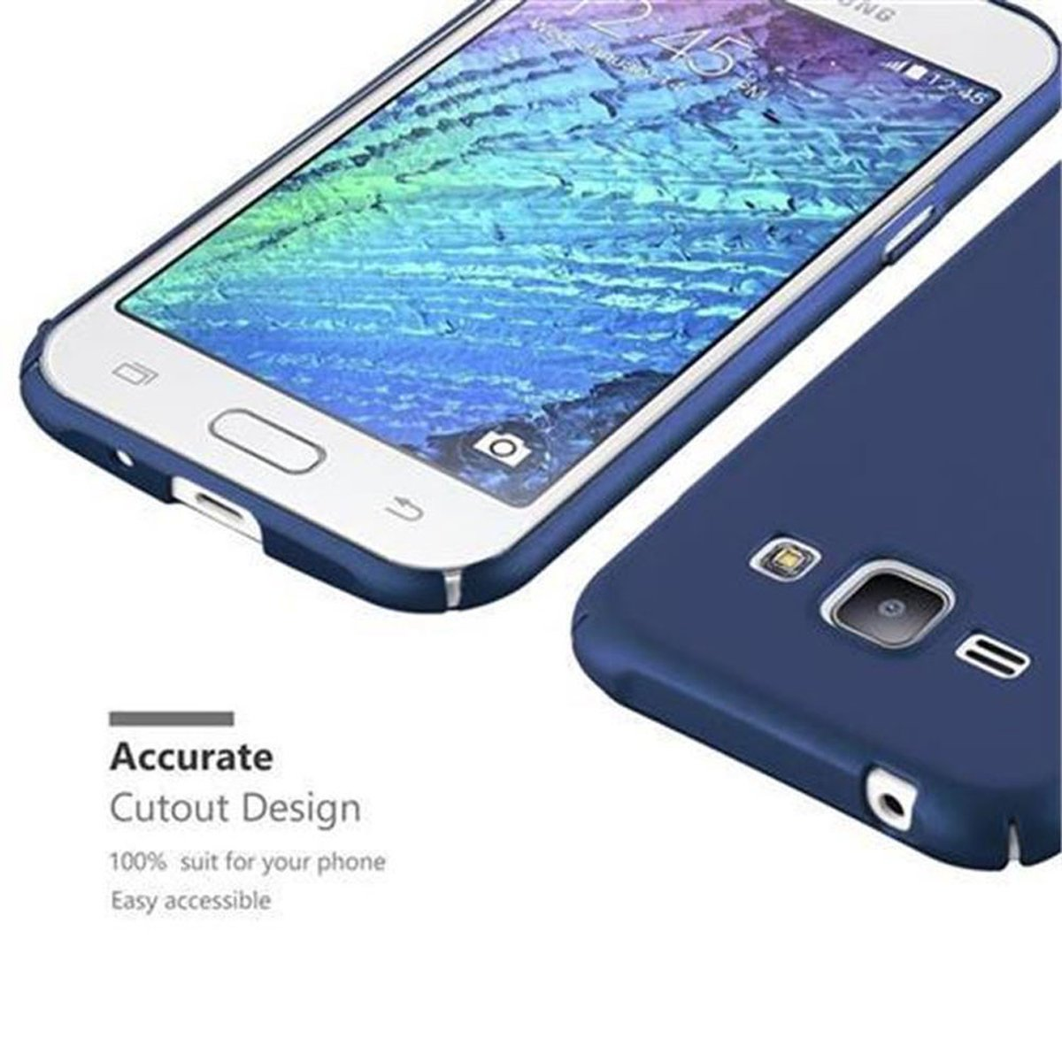 BLAU Backcover, Case Galaxy Style, METALL Hülle 2015, im J1 Samsung, Metall Matt Hard CADORABO