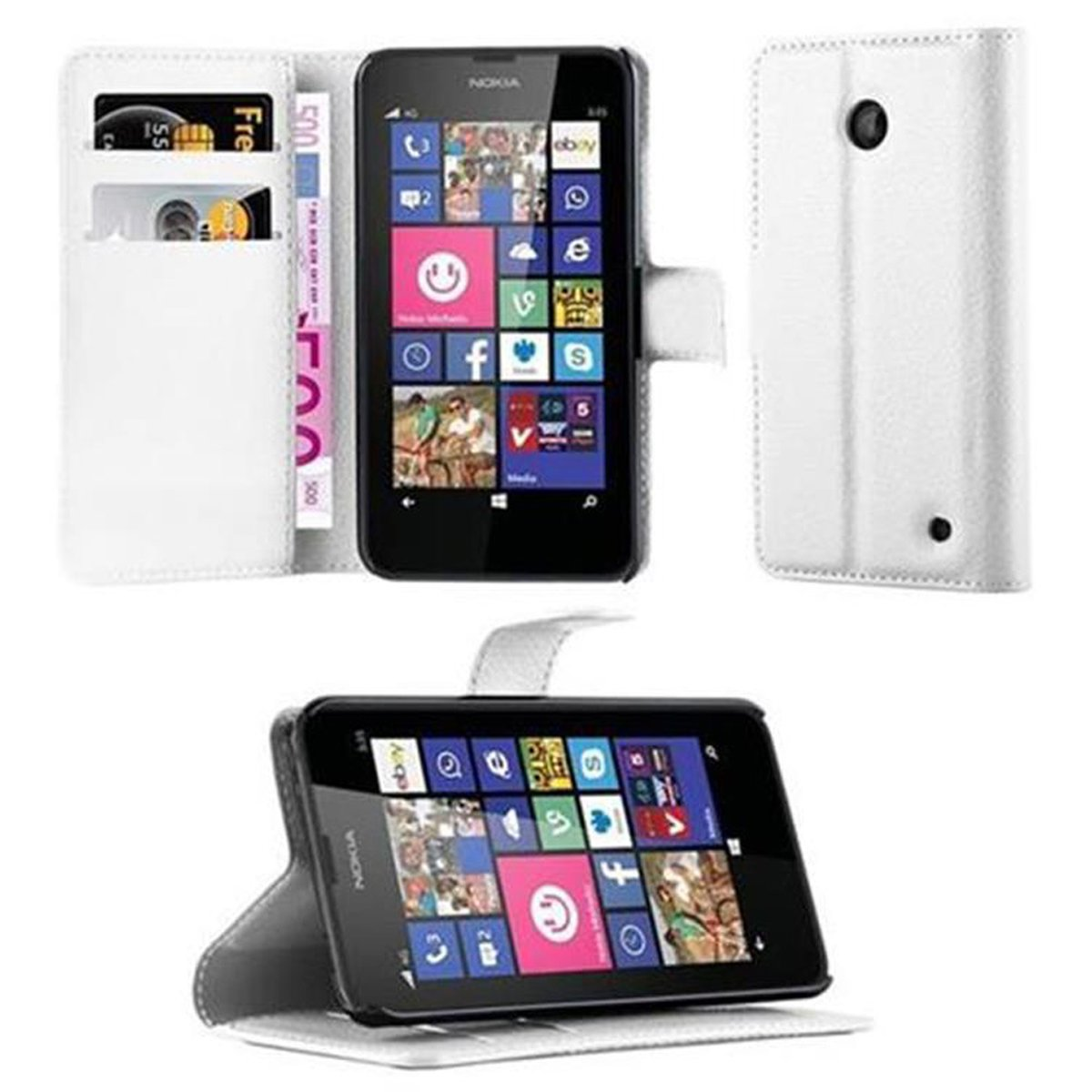 CADORABO Book Hülle Standfunktion, Bookcover, 635, Nokia, WEIß / 630 Lumia ARKTIS