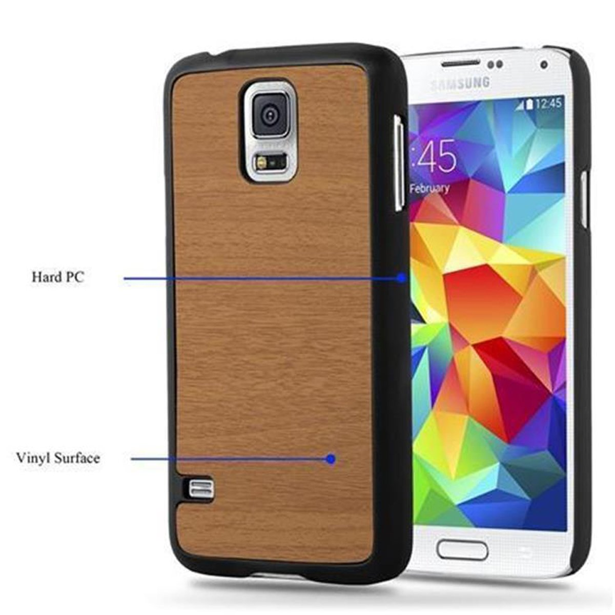 CADORABO Hülle Hard Case S5 Style, Galaxy S5 BRAUN / NEO, Samsung, WOODY Woody Backcover