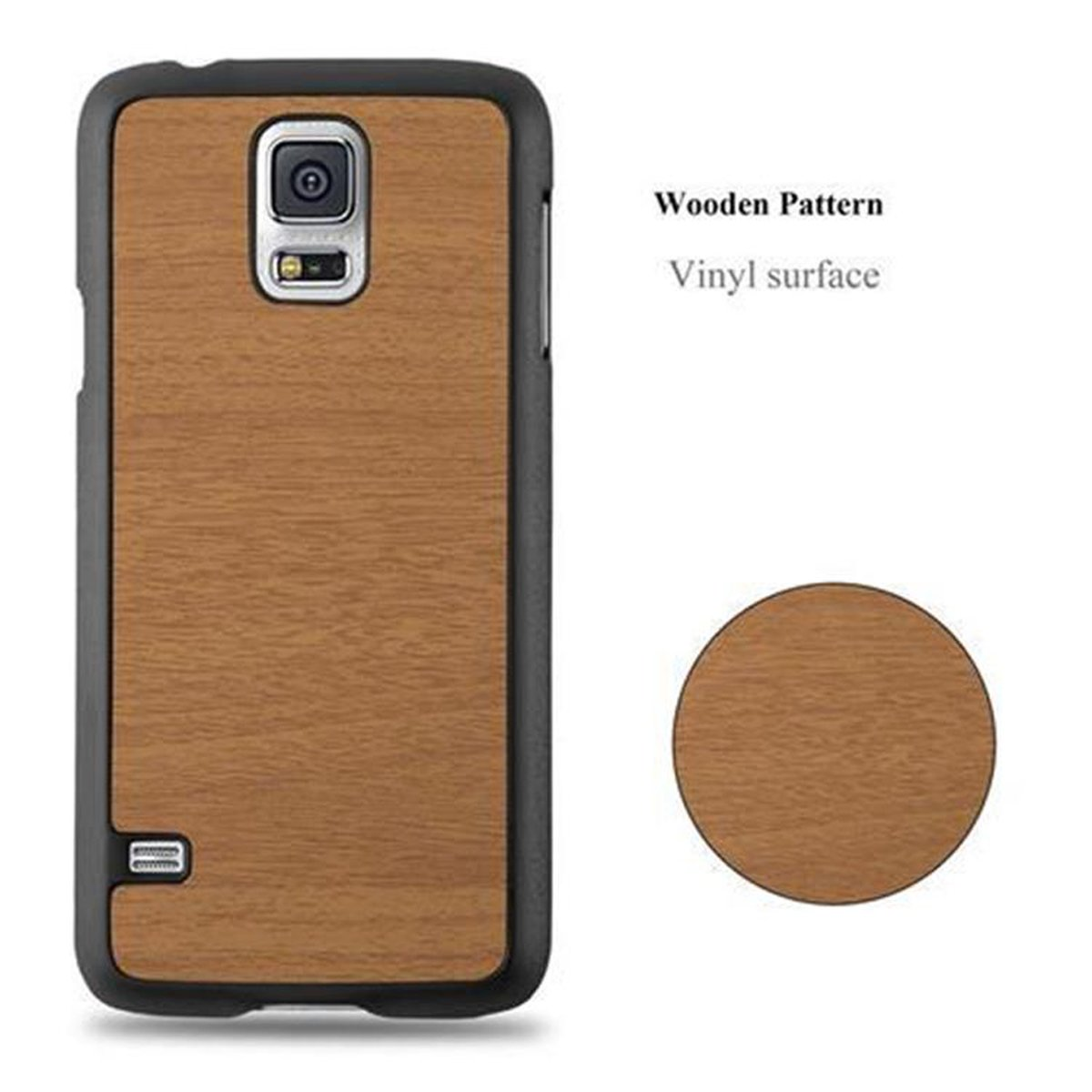 CADORABO Hülle Hard Case Woody S5 Backcover, Galaxy S5 BRAUN WOODY Samsung, Style, / NEO