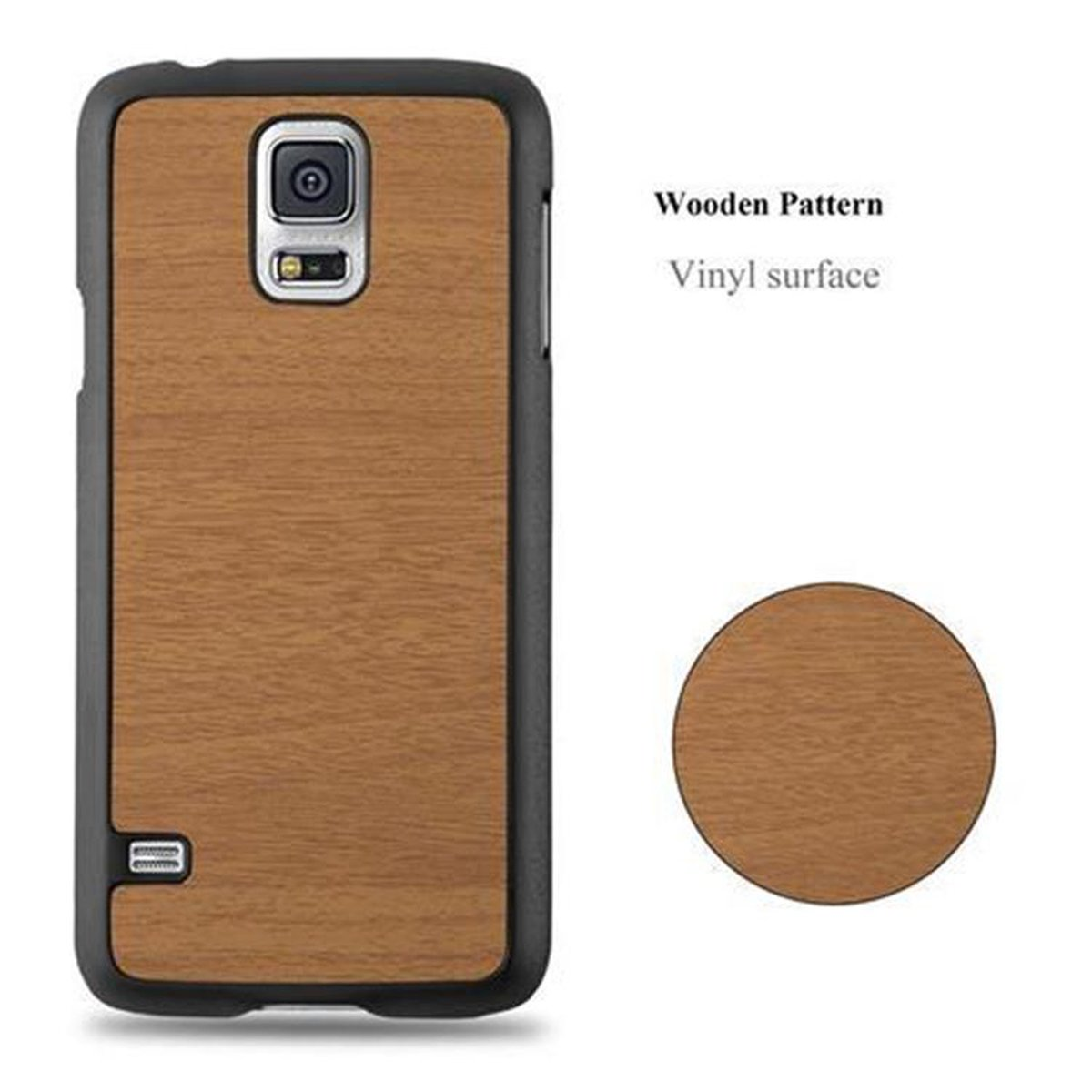 CADORABO Hülle Hard Case S5 Style, Galaxy S5 BRAUN / NEO, Samsung, WOODY Woody Backcover