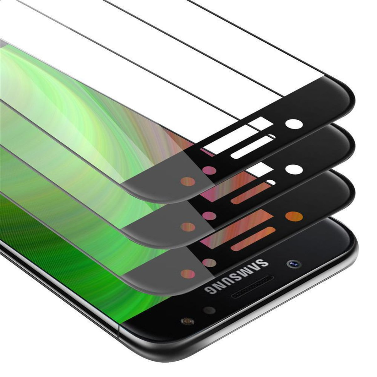 Vollbild Galaxy Schutzfolie(für CADORABO Tempered J7 Samsung 3x Schutzglas 2018)