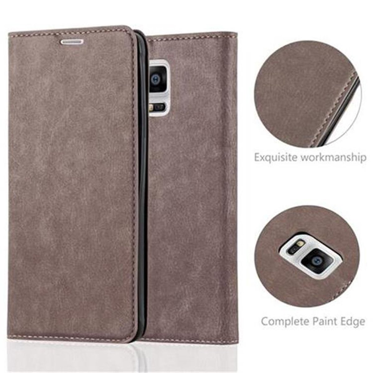 CADORABO Book Hülle Invisible Magnet, Galaxy NOTE Bookcover, BRAUN Samsung, 4, KAFFEE