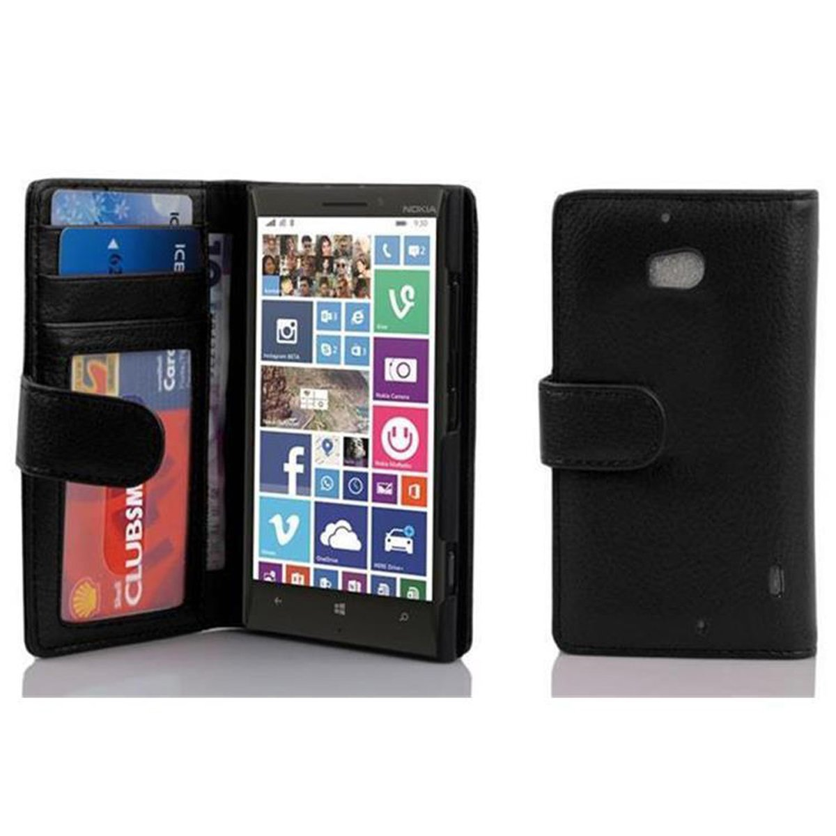 Nokia, 930, 929 Bookcover, Lumia Book Standfunktuon, SCHWARZ mit CADORABO / OXID Kartenfach Hülle