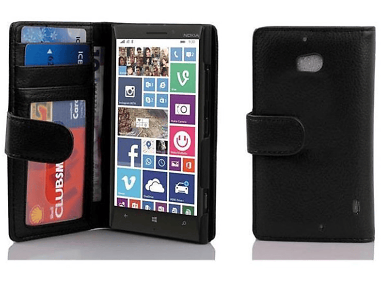 SCHWARZ Bookcover, CADORABO 930, 929 Standfunktuon, mit Nokia, Lumia / Hülle Kartenfach Book OXID