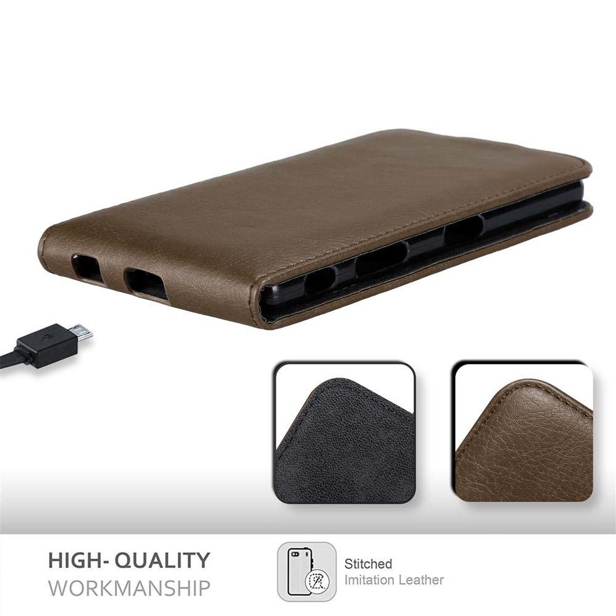 CADORABO Hülle im Flip Sony, Xperia Z5, Cover, Style, KAFFEE BRAUN Flip