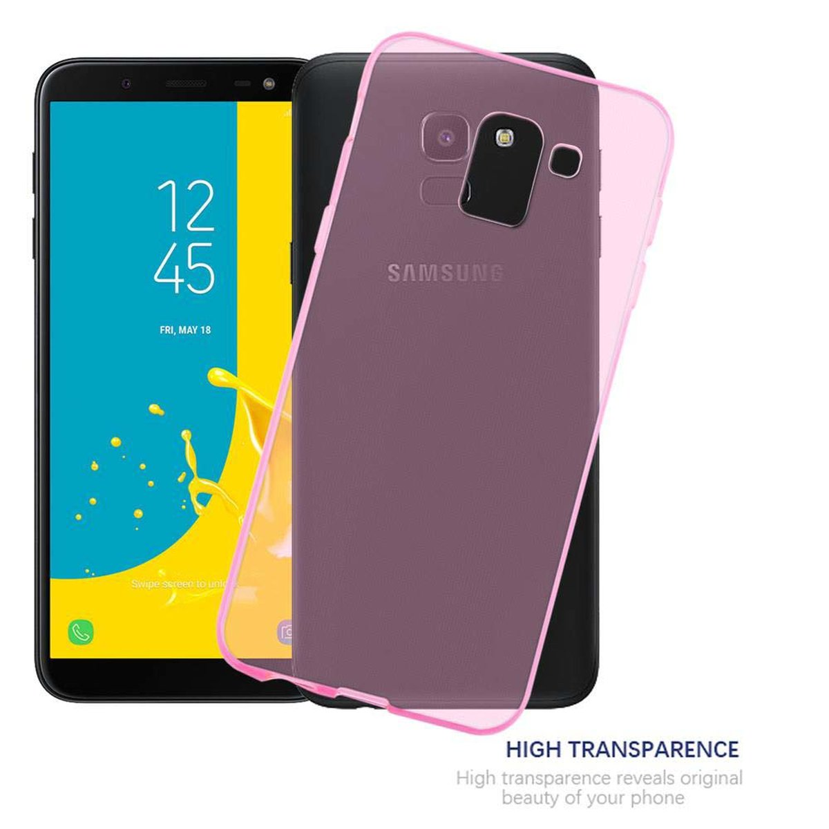 CADORABO TPU Ultra Schutzhülle, J6 PINK Galaxy 2018, AIR Backcover, TRANSPARENT Samsung, Slim