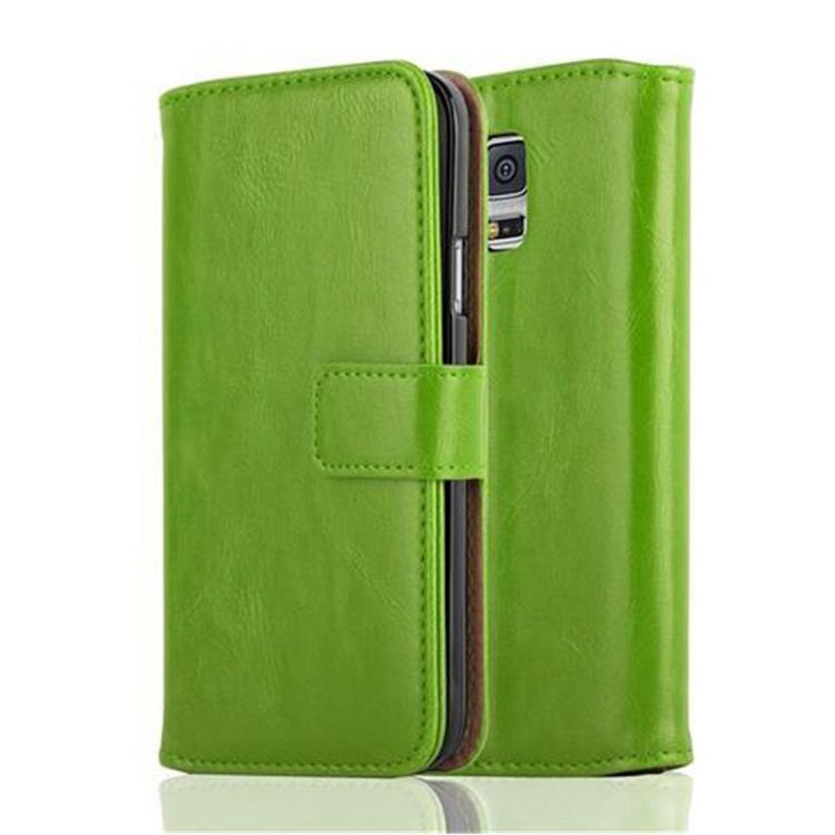 NEO, Style, GRÜN Bookcover, Book GRAS Samsung, Hülle CADORABO Luxury / S5 Galaxy S5