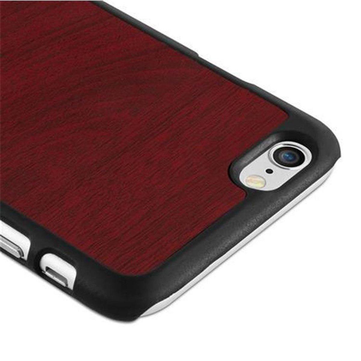 Apple, Backcover, Hülle 6 6S, / Case ROT Hard Woody CADORABO iPhone WOODY Style,