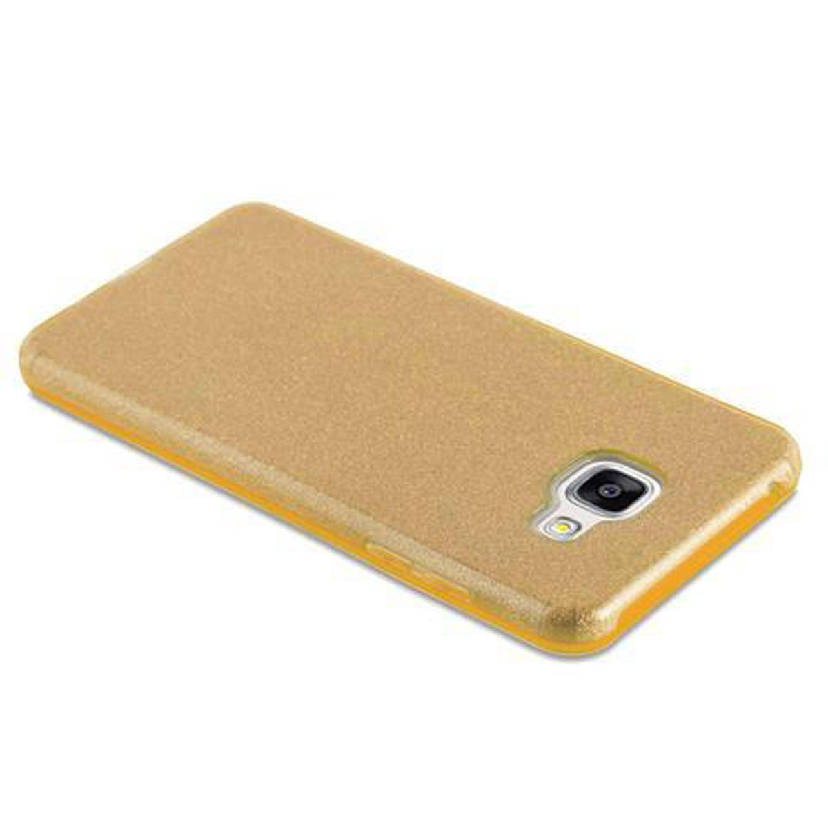 CADORABO Hülle Hard Samsung, Glitzer GOLD Backcover, Galaxy im A3 Schutzhülle 2016, STERNENSTAUB Case Design