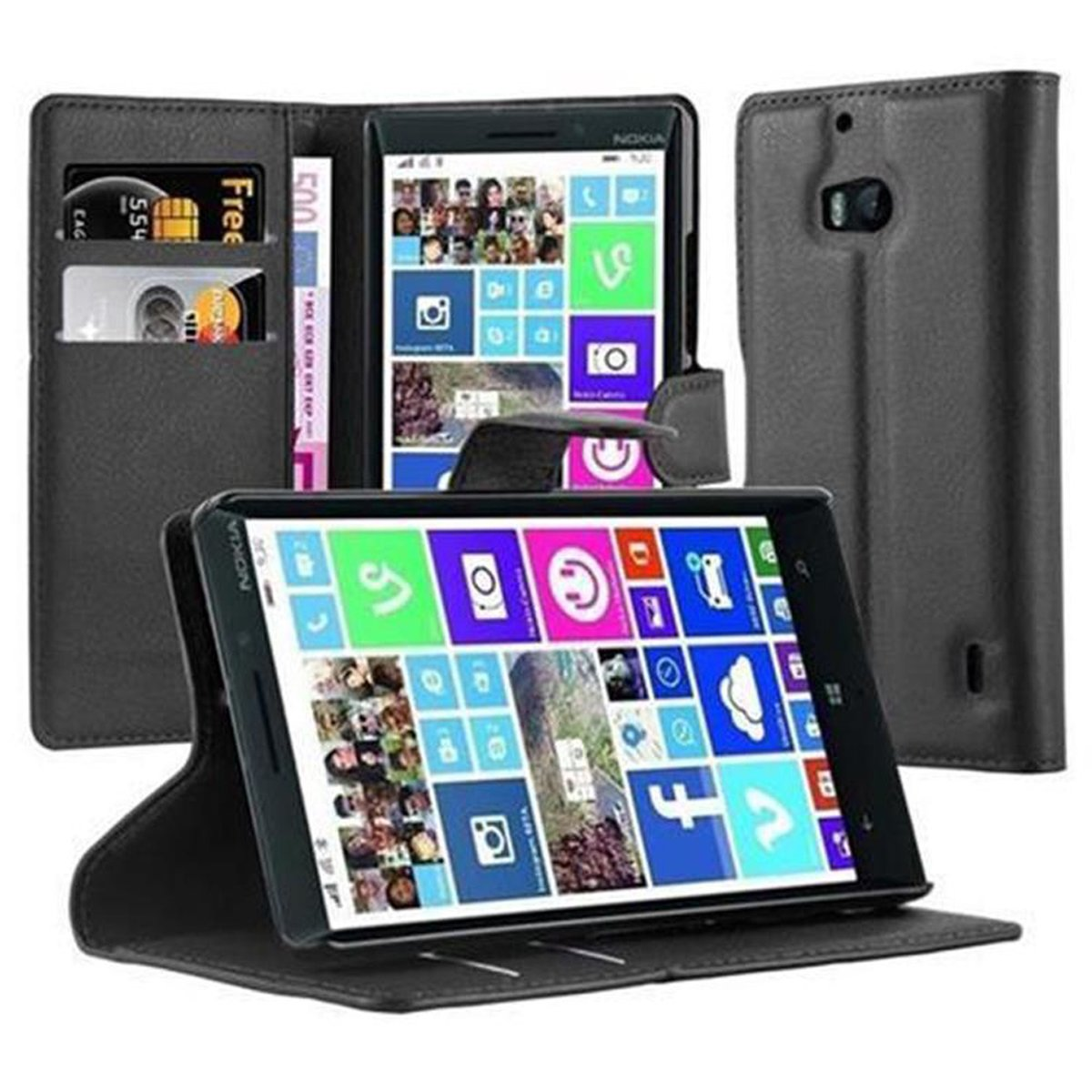 930, / Lumia Standfunktion, PHANTOM Nokia, CADORABO Bookcover, SCHWARZ 929 Book Hülle